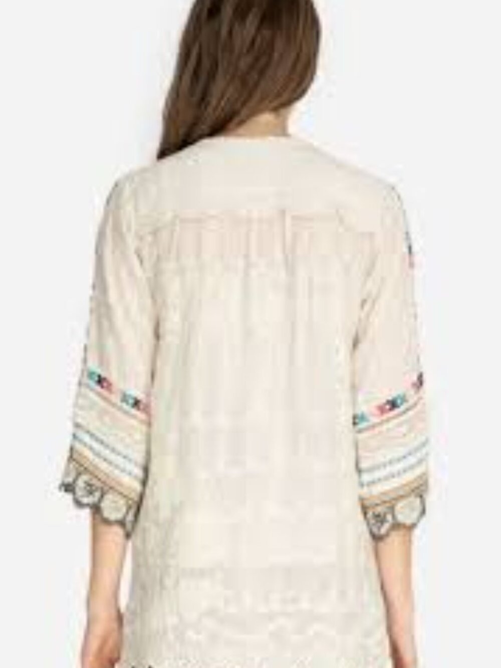 White Embroidered Lace Women's Button-Front Top XXL - Picture 2 of 10
